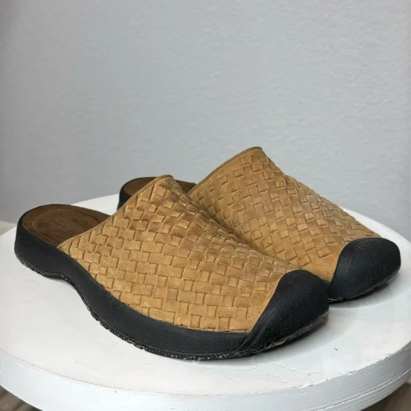 KEEN MENS SAN JUAN TAN WOVEN LEATHER SLIP ON SANDAL SHOES - Picture 2 of 12